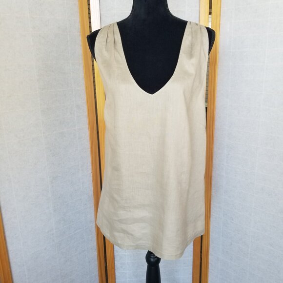 Tommy Bahama Madre 100% Linen Halter Top Size Medium Khaki EUC - Picture 5 of 7